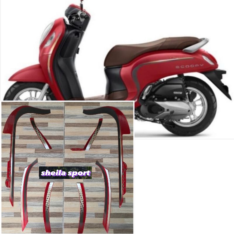 Jual Striping Scoopy Scopy Stiker Honda Scoopy Stylish Merah Tahun 2022