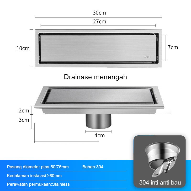 Jual Peralatan Rumah Tangga Smart Floor Drain Saringan Panjang