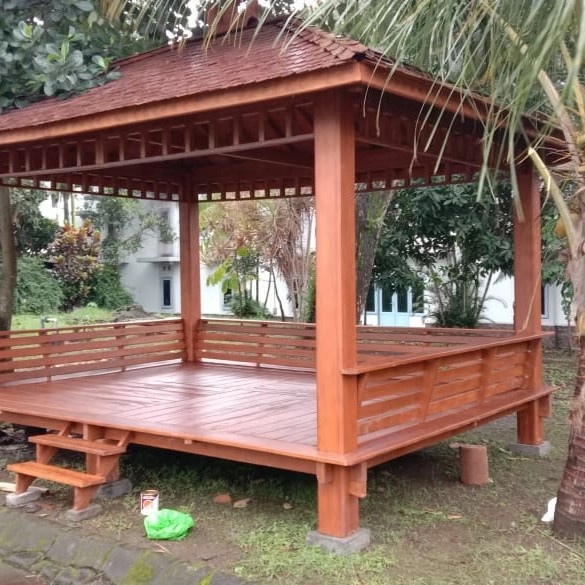 Jual Gazebo Kayu Jati Minimalis 3x3m Bisa Custom Ukuran Dan Model