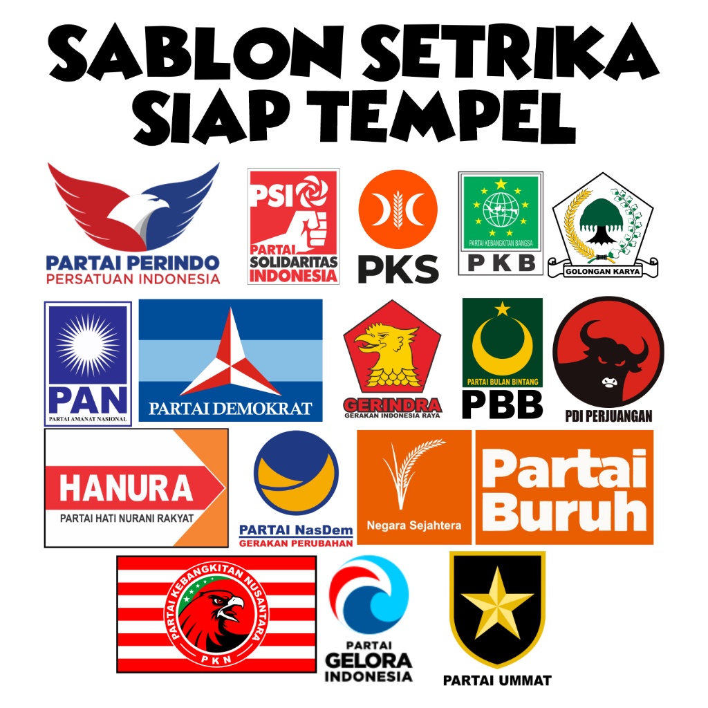 Jual STIKER DTF SABLON SETRIKA TEMA LOGO PARTAI DI INDONESIA Shopee