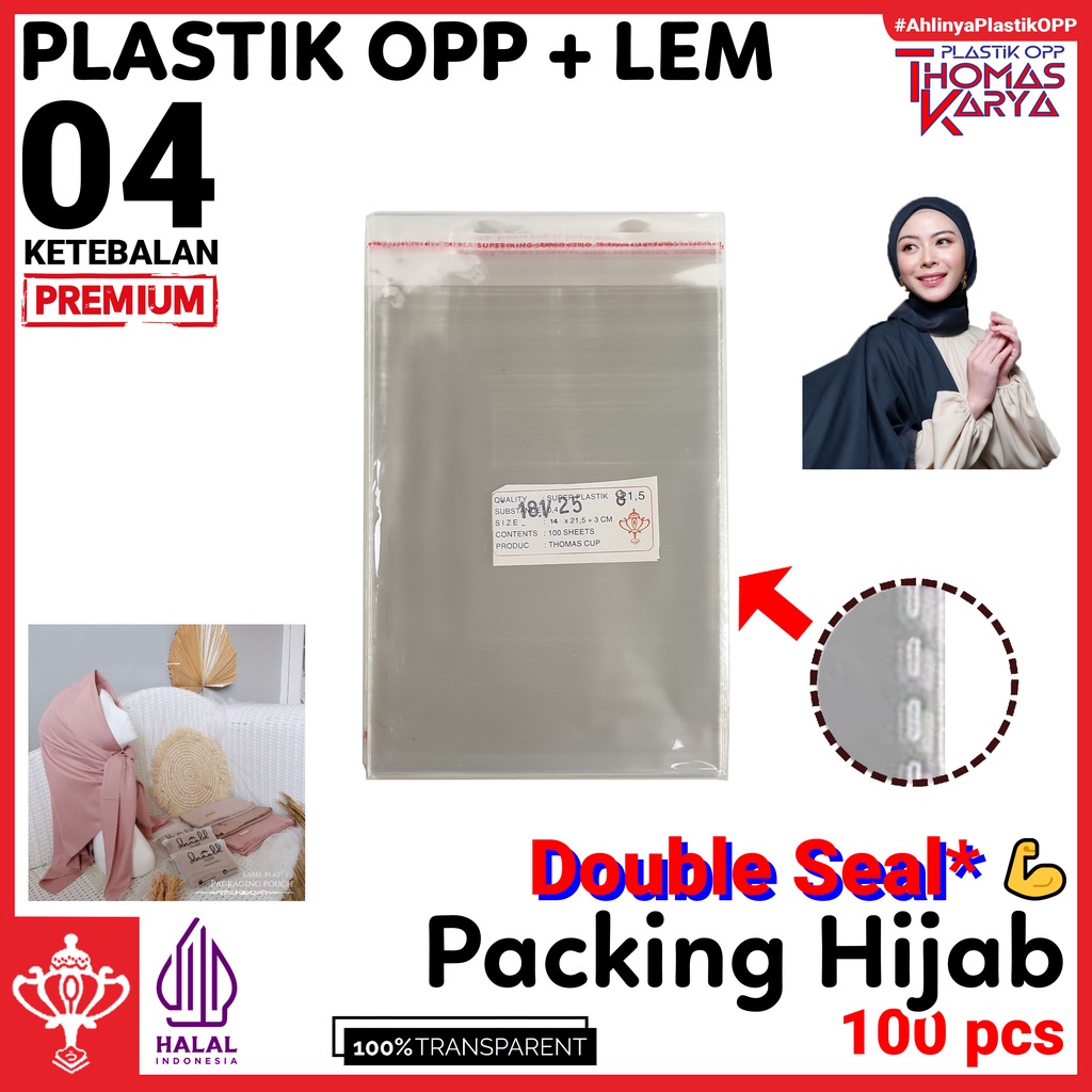 Jual Plastik Opp Hijab Double Seal Isi Kantong Tebal Bening Packing