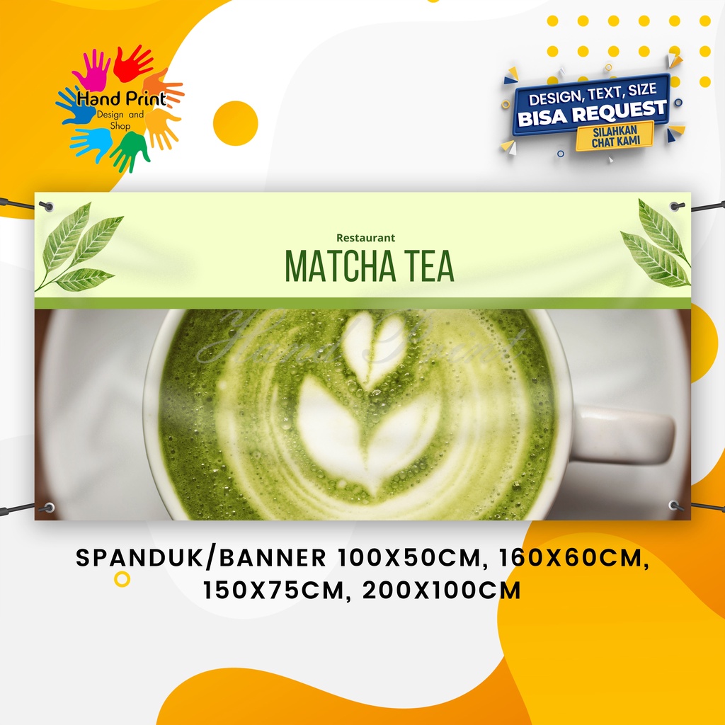 Jual Cetak Spanduk Banner Jualan Es Teh Jumbo Matcha Tea Herbal Tea