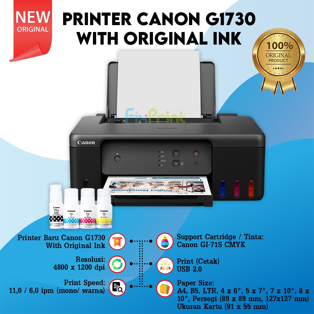 Jual Printer Canon PIXMA Ink Efficient G1730 Pengganti Printer G1010