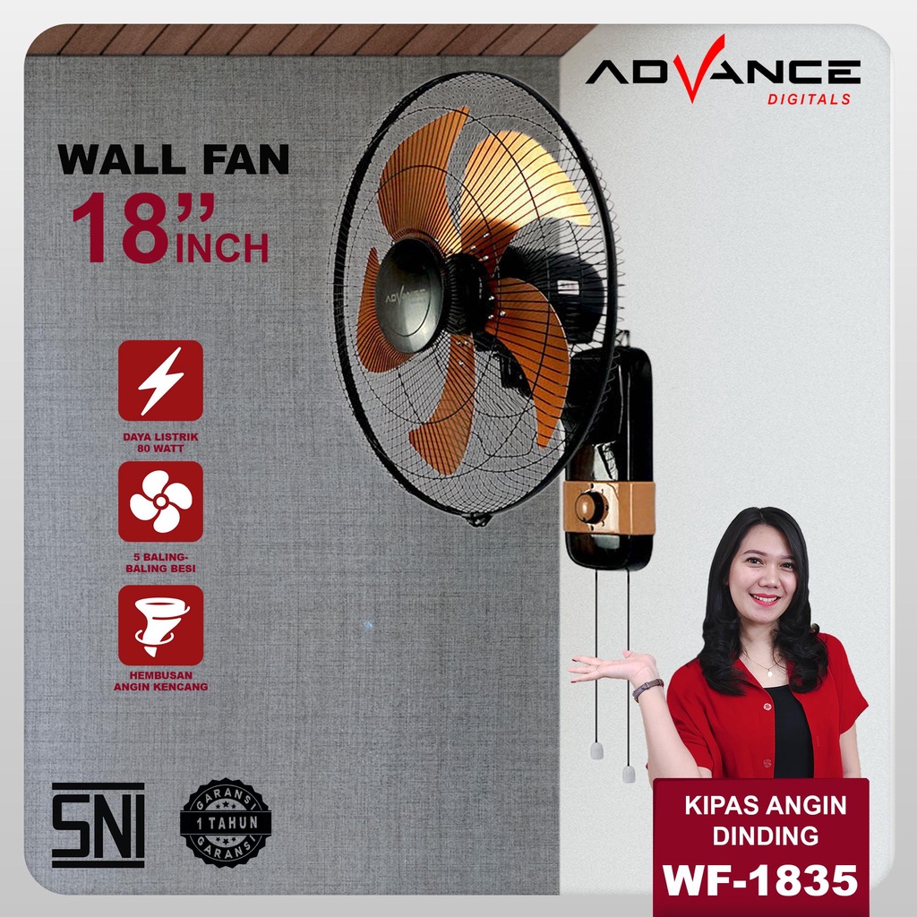 Jual Advance Kipas Angin Dinding WF 1835 18inch 80 Watt Garansi 1 Tahun