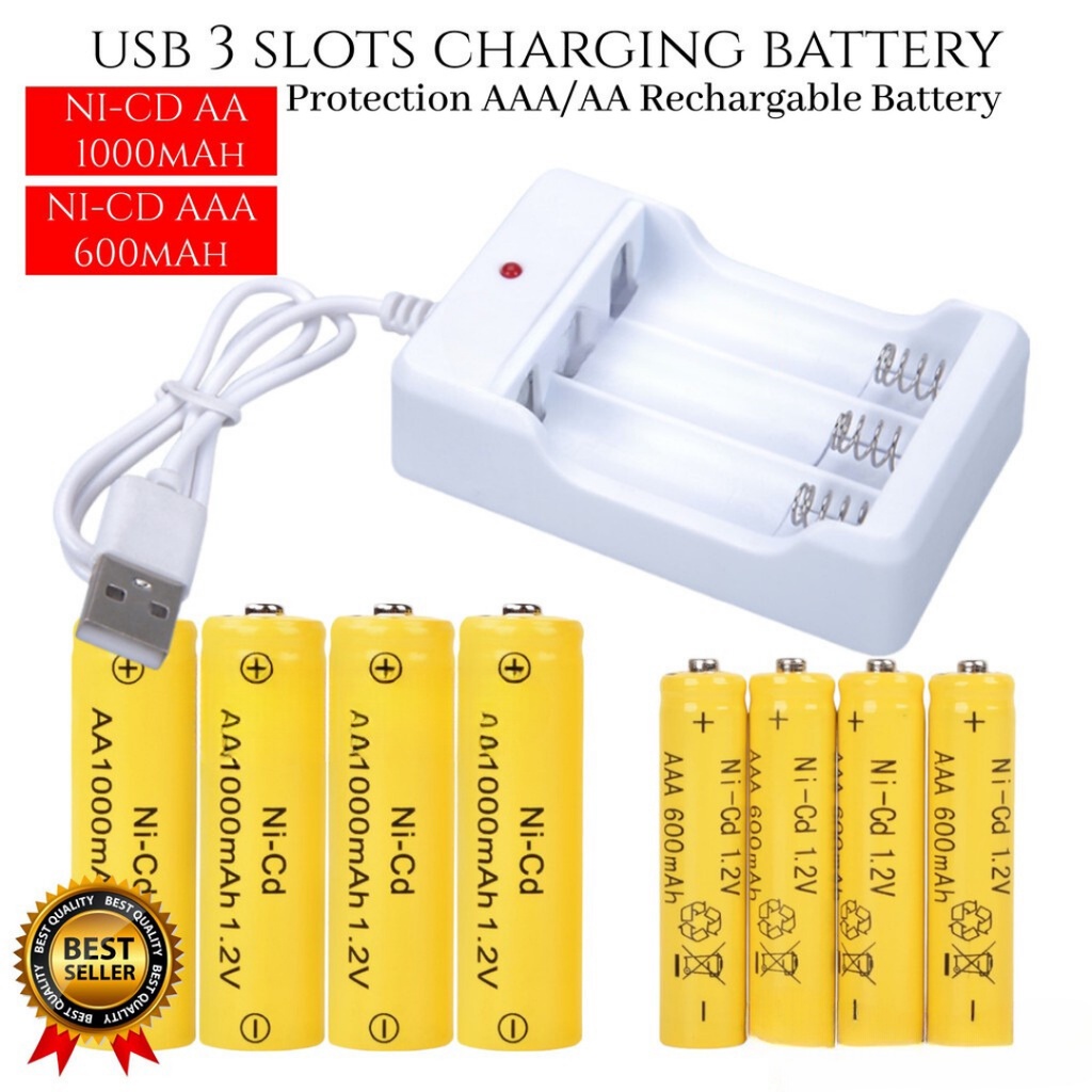 Jual BATERAI RECHARGEABLE CAS ISI ULANG AA 1000mAh AAA 600mAh BATTERY