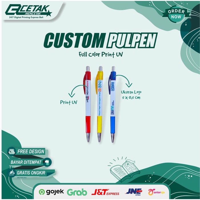 Jual Pulpen Custom Print UV Logo Full Color Souvenir Nikah Seminar Kit