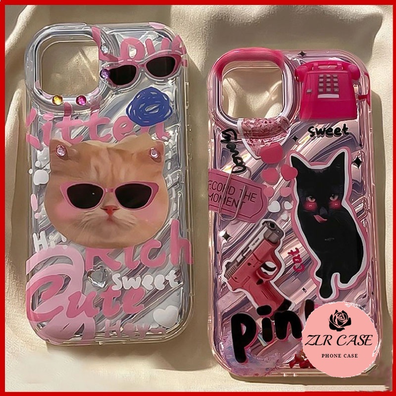 Jual Casing Ponsel Canggih Transparan Anti Guncangan Kucing Hitam Lucu