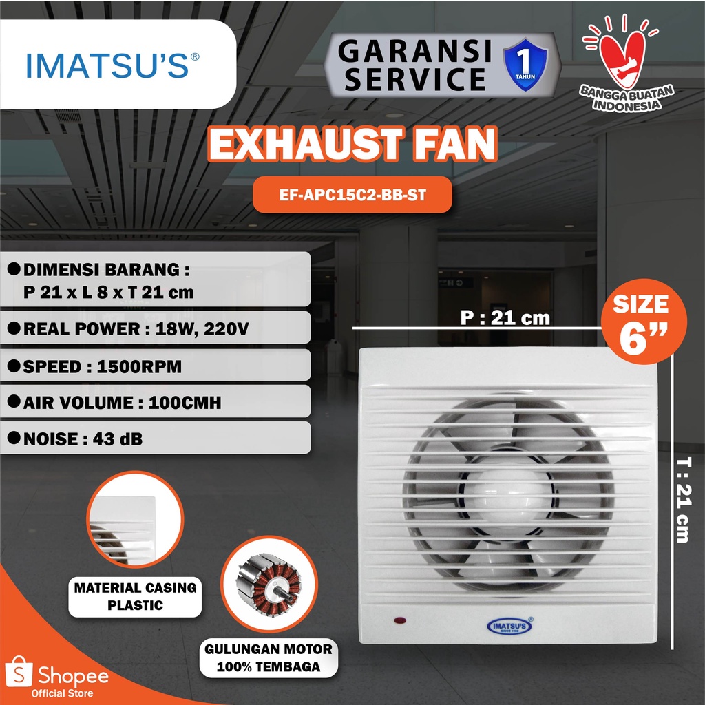 Jual Kipas Plafon Exhaust Fan Plafon Inch Kipas Exhaust Fan Imatsu