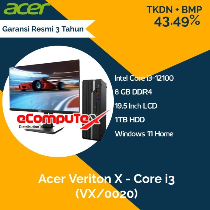 Jual PC Desktop Acer Veriton X VX 0020 I3 12100 8GB 1TB TKDN RESMI