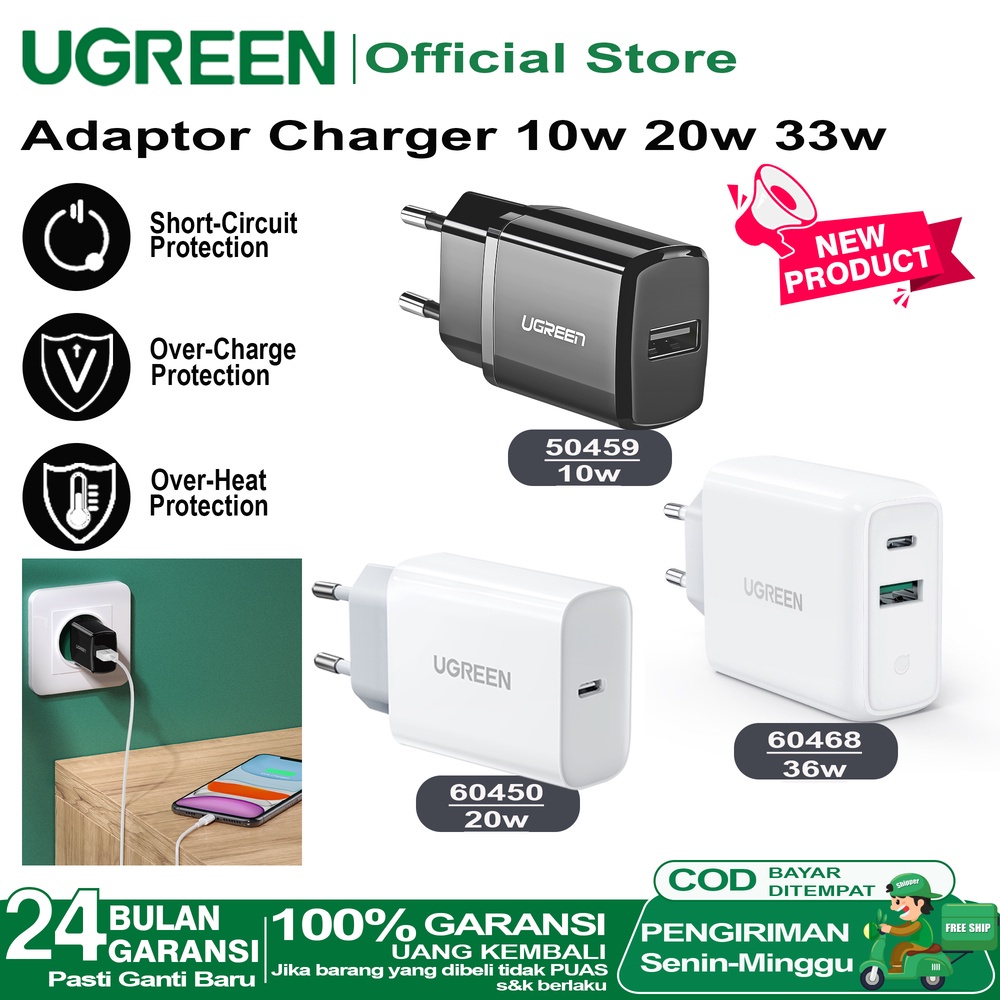 Jual Ugreen Kepala Charger Iphone Samsung Mi Fast Charging W W W