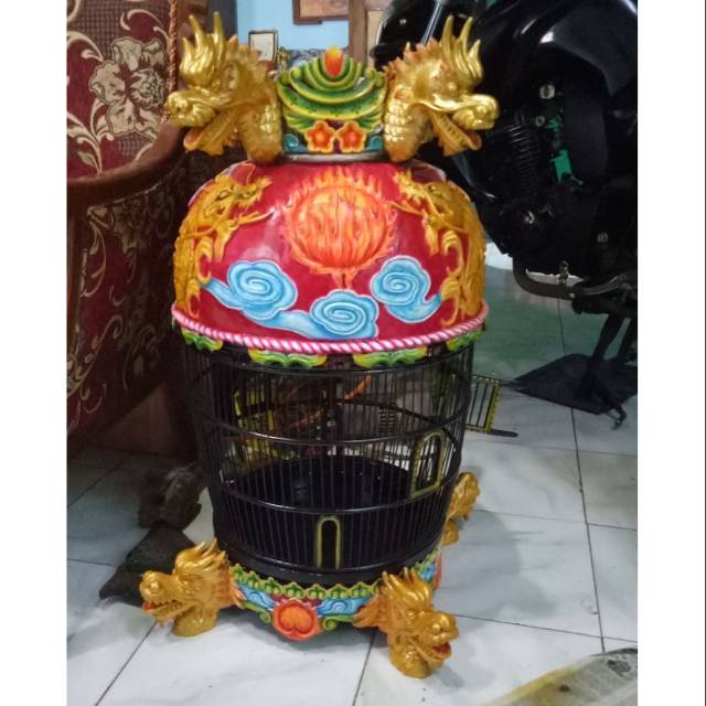 Jual Sangkar Burung Perkutut Ukir Naga Kayu Jati Shopee Indonesia