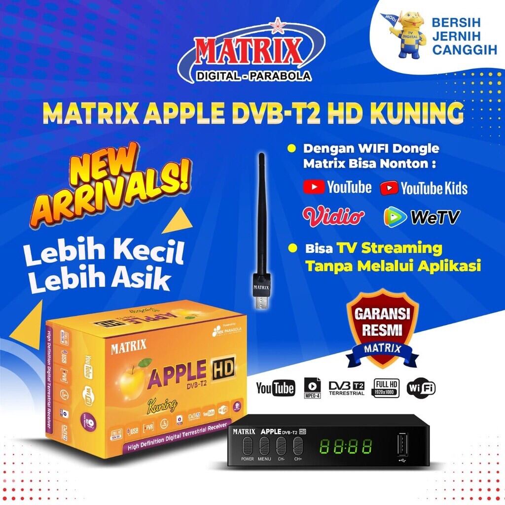 Jual Sale Receiver Tv Set Top Box Stb Matrix Apple Kuning Hd Dvb T