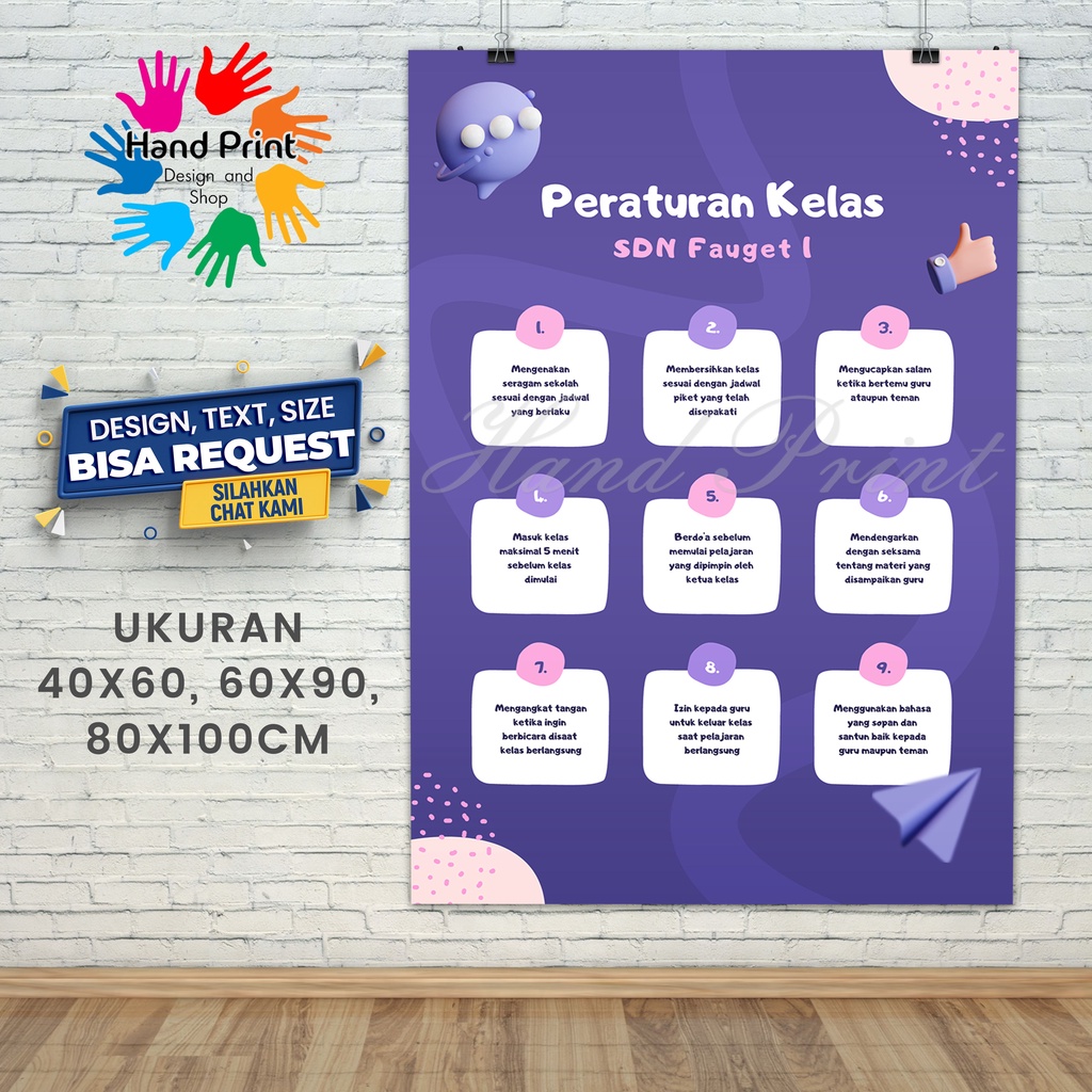 Jual Spanduk Banner MMT Kesepakatan Bersama Peraturan Kelas Rules