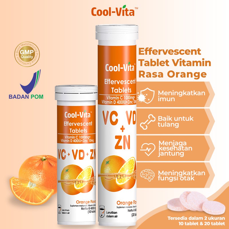 Jual Cool Vita Vitamin C1000mg Vitamin D Zinc Effervescent Tablets