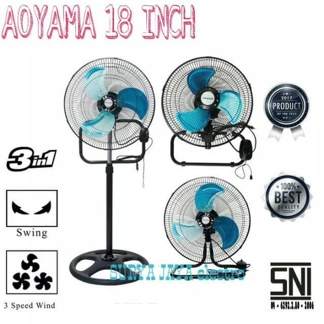 Jual Kipas Angin Besi TORNADO AOYAMA 18 Inch 3 In 1 Duduk Dinding