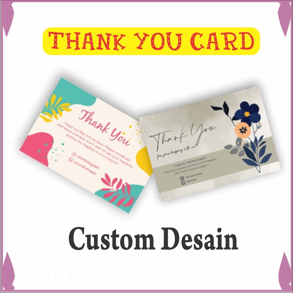 Jual Cetak Thank You Card X Thankyou Card Kartu Ucapan Kartu Undangan