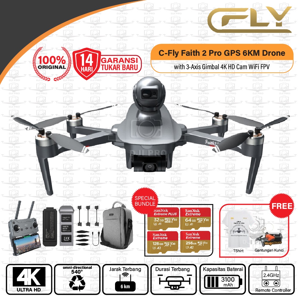 Jual C Fly Faith 2 Pro GPS 6KM WiFi FPV Drone With 3 Axis Gimbal 4K HD