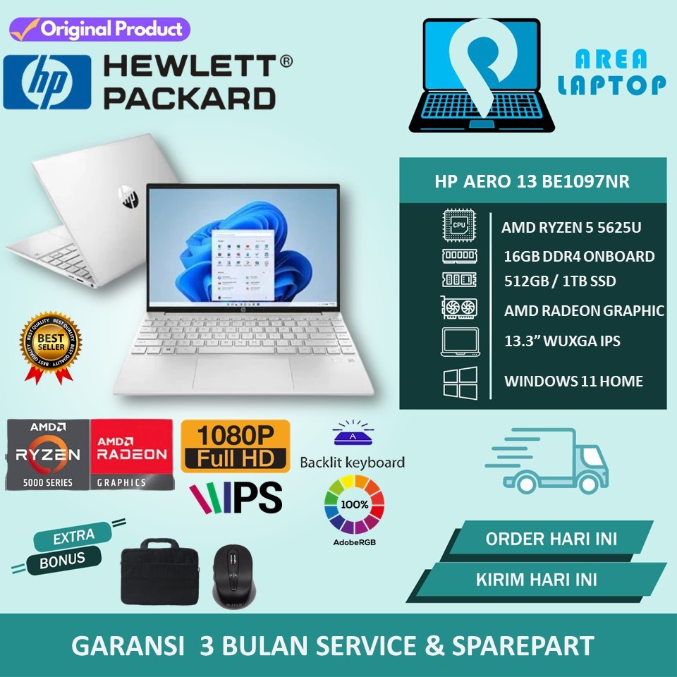 Jual Laptop Slim HP PAVILION AERO 13 RYZEN 5 5600U 16GB 512GB SSD 13 3