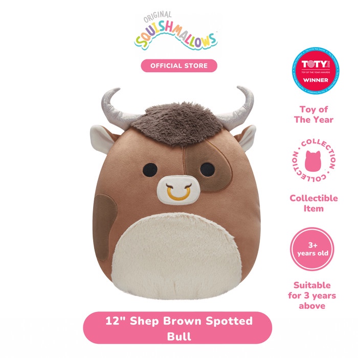 Jual Squishmallows Shep Brown Spotted Bull 12 Inch Plush Toys