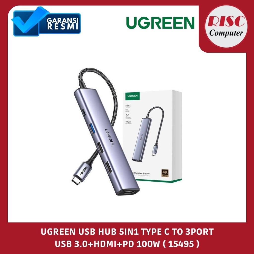 Jual UGREEN USB Hub 5in1 Type C To 3 Port USB 3 0 HDMI PD 100w 15495