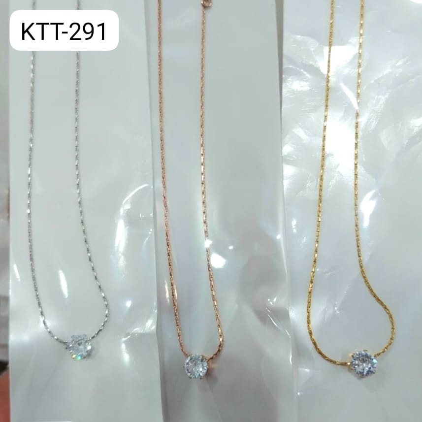 Jual Kalung Titanium Rantai Emas Gold Permata Diam Kalung Pria Wanita