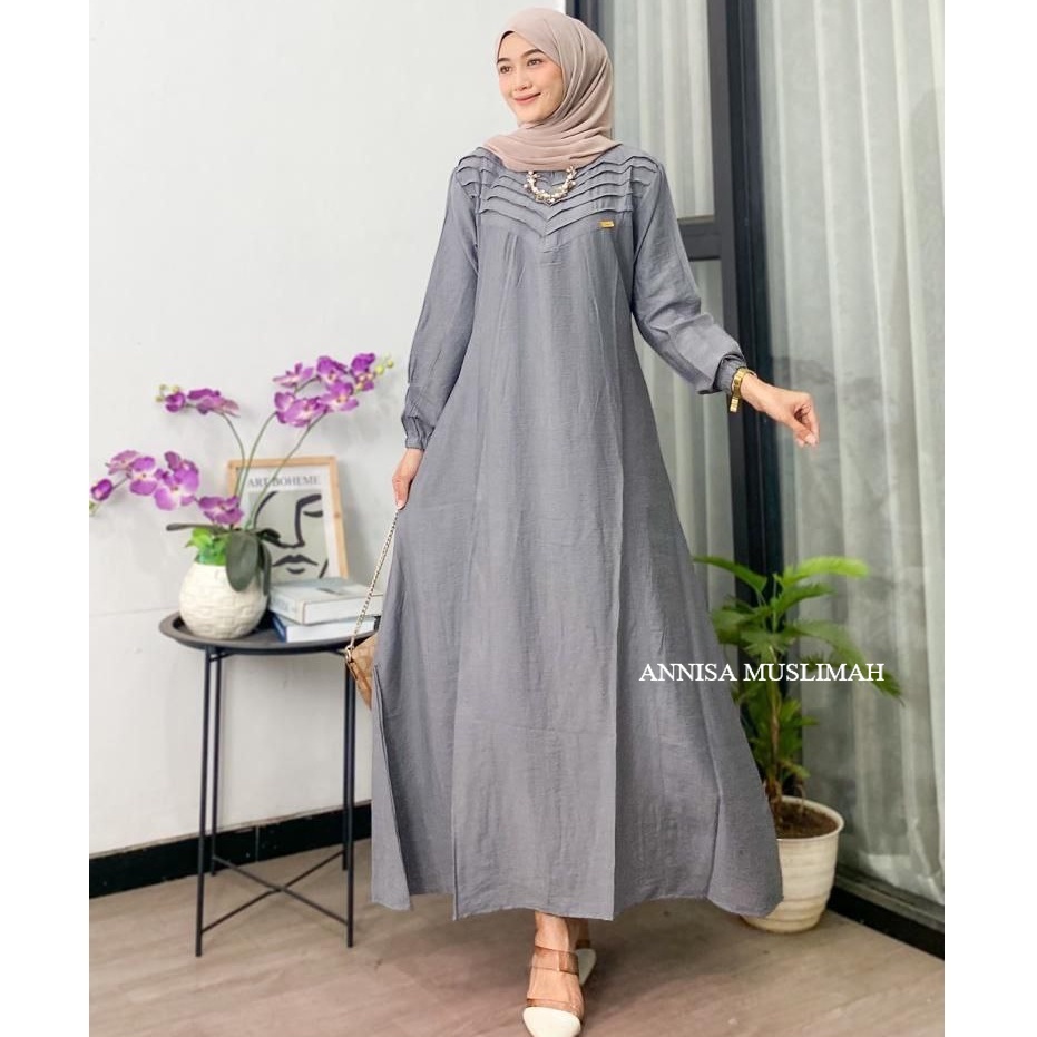 Jual Gamis Miskia Gamis Dress Polo Linen Premium Terbaru Rampel