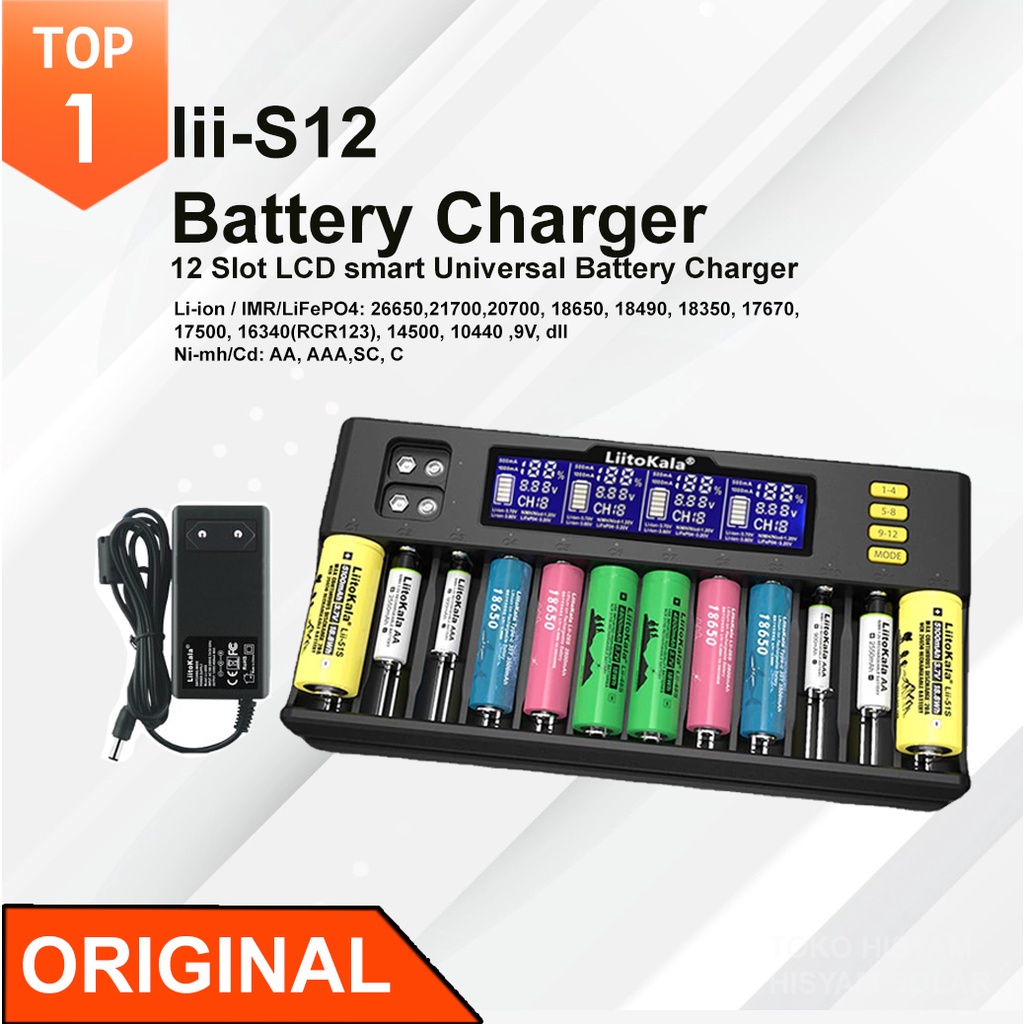 Jual LiitoKala Lii S12 Charger Baterai Original Lifepo4 Lithium 12 Slot