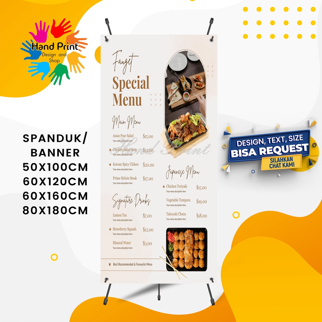 Jual Cetak Spanduk Banner Jualan Takoyaki Sushi Kimbab Restoran Makanan