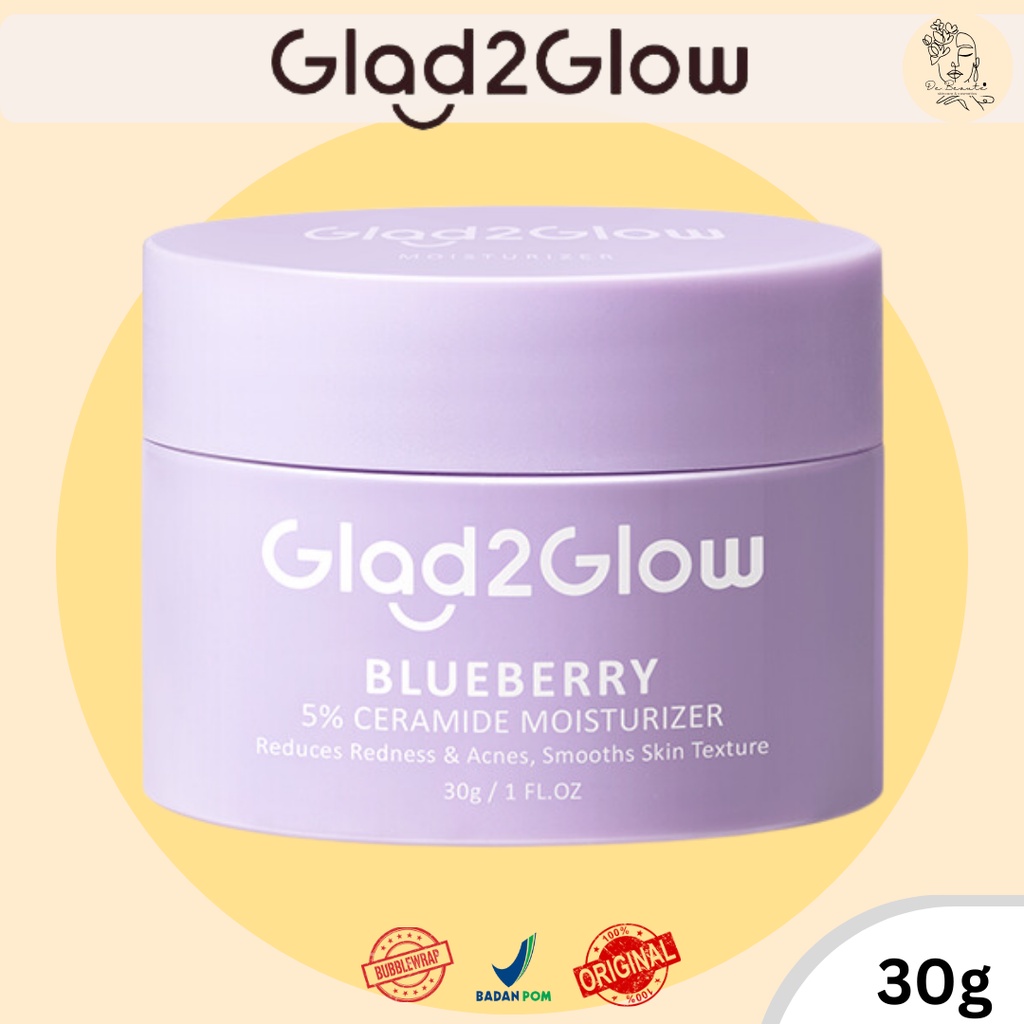 Jual Glad2Glow 5 Blueberry Moisturizer Cream 5x Ceramide Skin Barrier