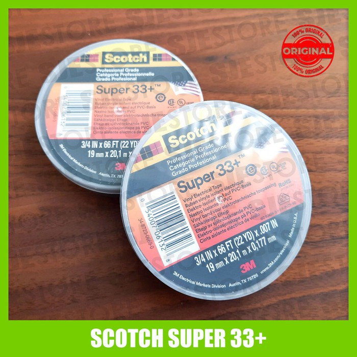 Jual Isolasi Listrik M Scotch Super Vinyl Electrical Tape Hitam