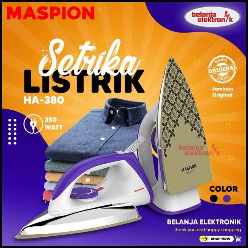 Jual Setrika Listrik Maspion Alas Ceramic Coating Ha Batik Series