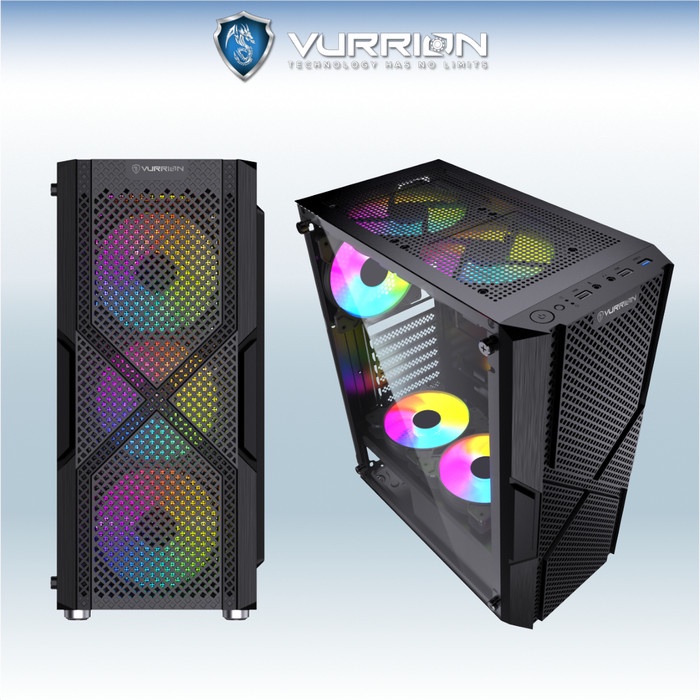 Jual Casing Gaming VURRION BLACKBOLT Tempered Glass Mid Tower ATX