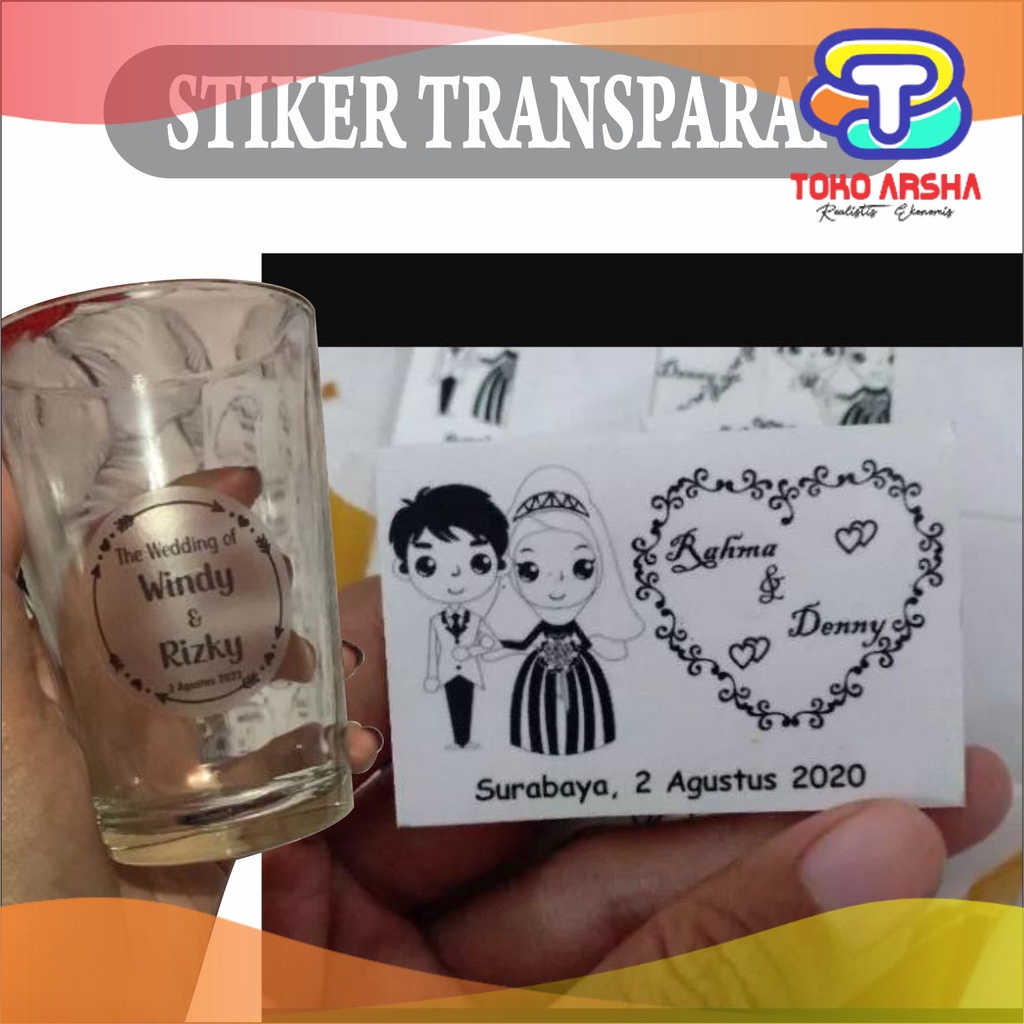 Jual Isi 50pcs Sticker Transparan 6x4 Untuk Souvenir Nikah Cetak Bisa