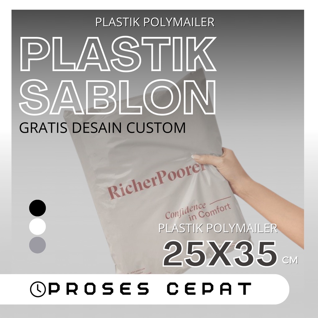 Jual Custom Sablon Plastik Polymailer 25x35 Premium BEBAS DESAIN