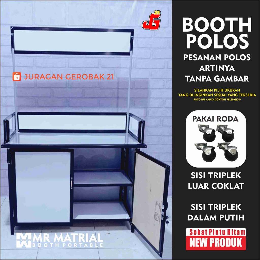 Jual NEW Booth Portable Sekat Pintu Spesial Hitam Gerobak Lipat