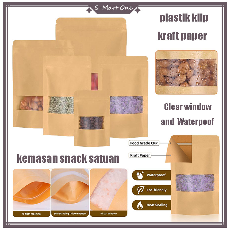 Jual Plastik Klip Kraft Paper Kemasan Kopi Standing Pouch Kraft Paper