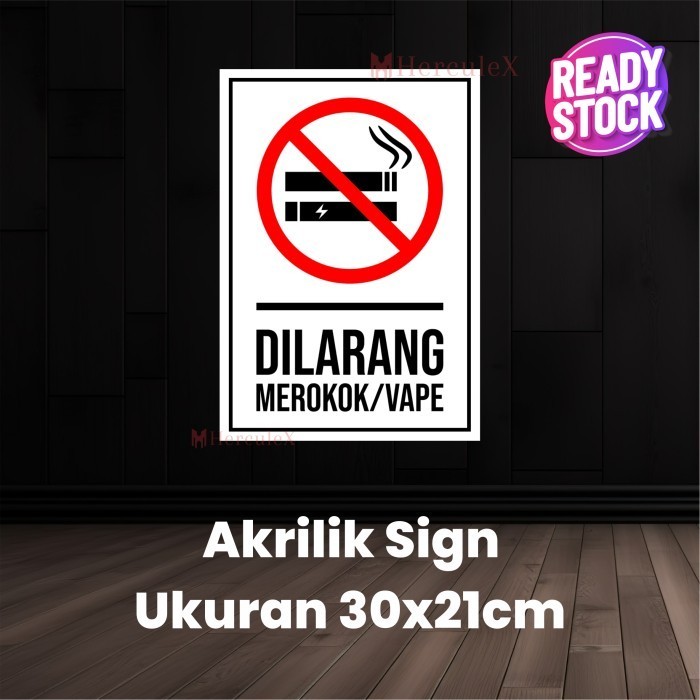 Jual Papan Akrilik Dilarang Merokok Papan Akrilik Dilarang Vape