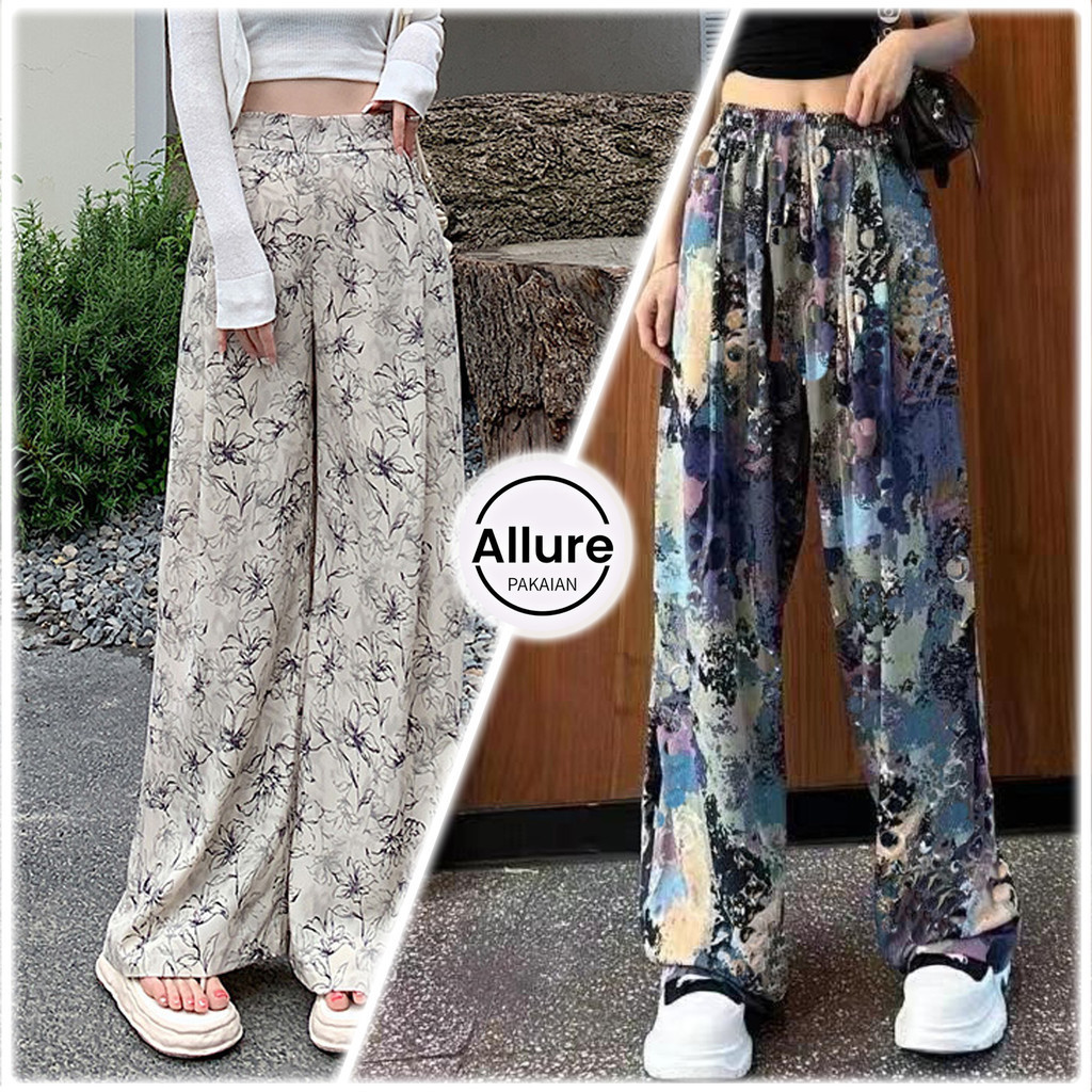 Jual Allure Pakaian Korean Celana Printed Long Pants Celana Culottes