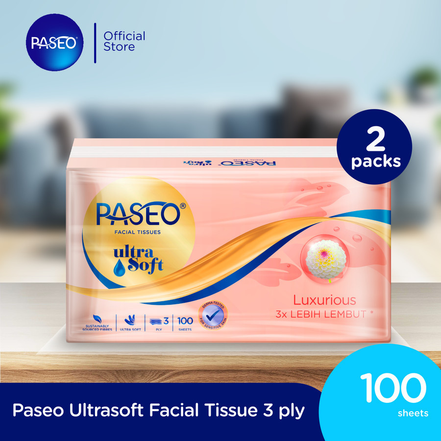 Jual Paseo Ultra Soft Tissue Wajah Soft Pack 100 Sheets X2 Shopee