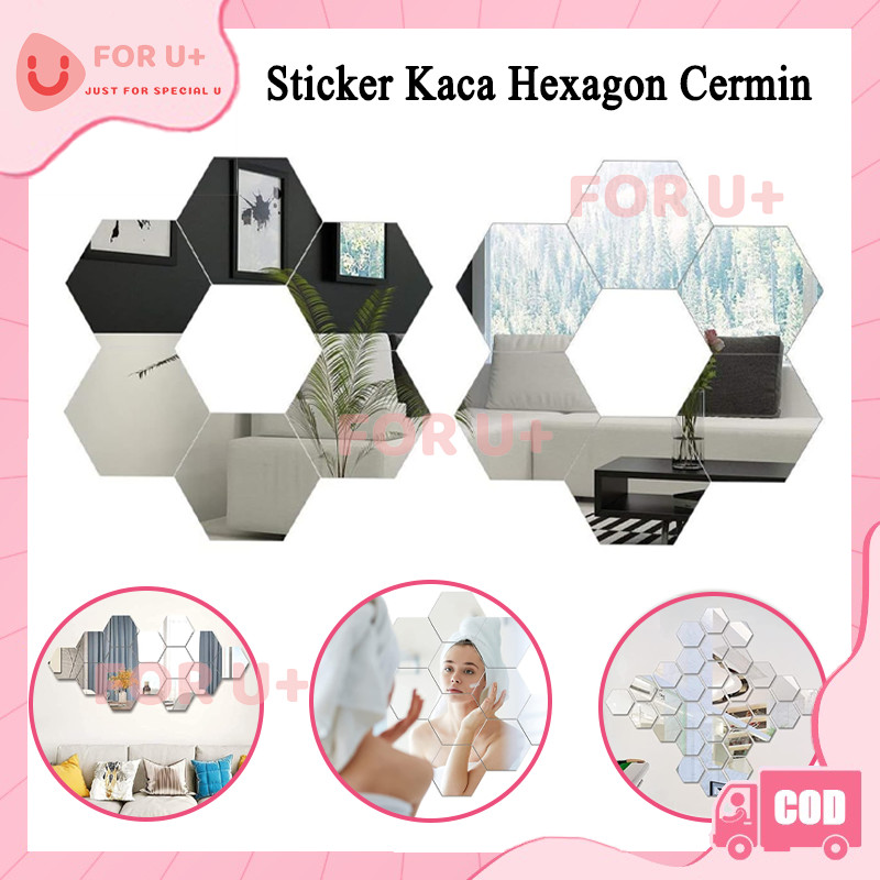 Jual Cermin Hexagonal Dekorasi Dinding Sticker Kaca Hexagonal Mirror