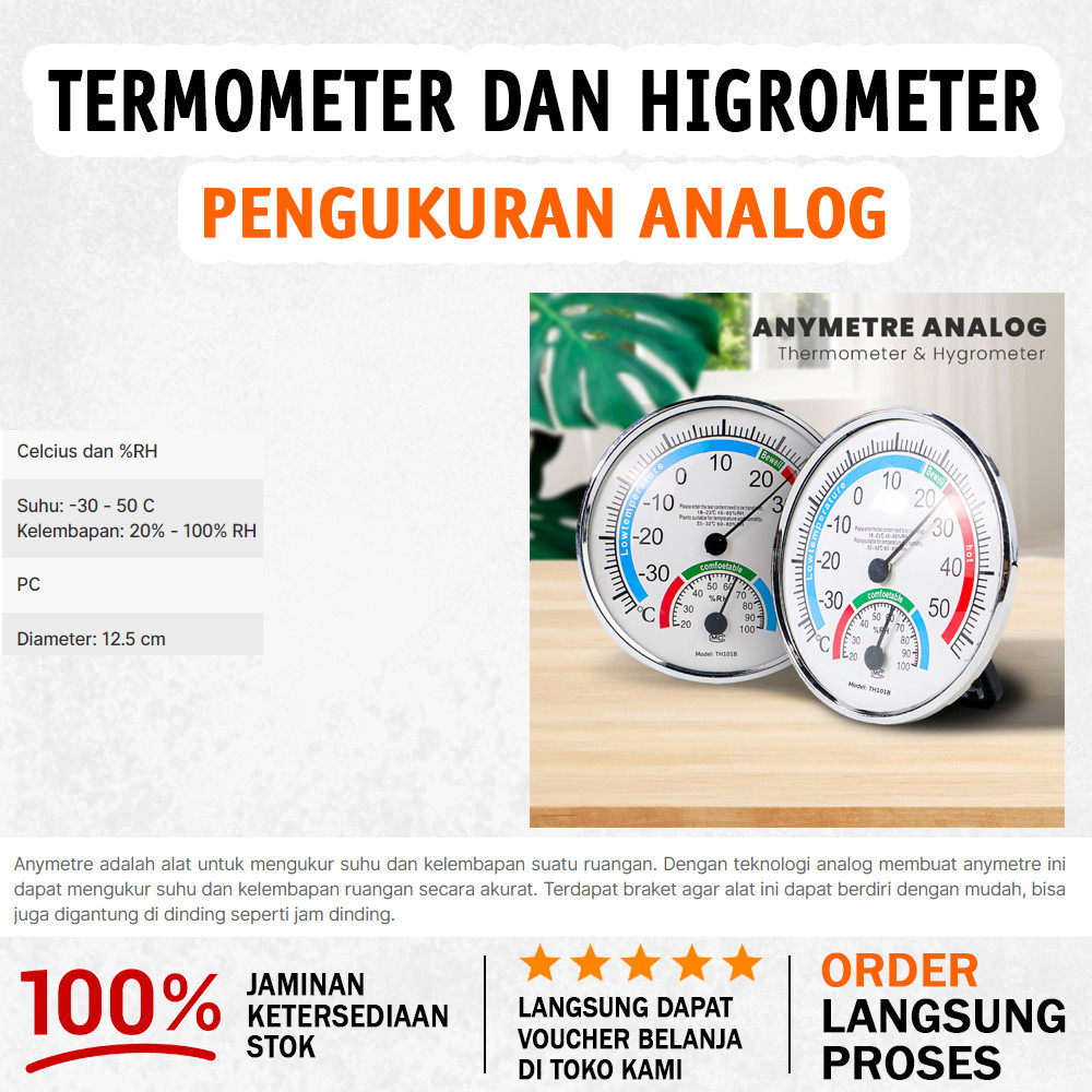 Jual Analog Thermometer Hygrometer Temperature Humidity Anymeter Seri