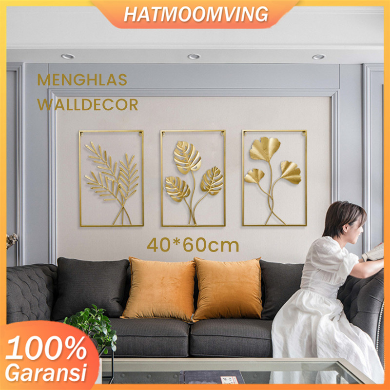 Jual New Hiasan Dinding Aesthetic Frame Metal Gold Daun Leaf