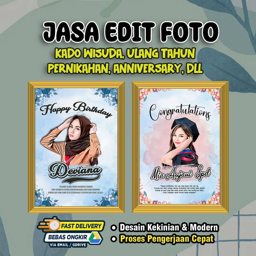 Jual Jasa Desain Foto Untuk Kado Wisuda Ulang Tahun Anniversary