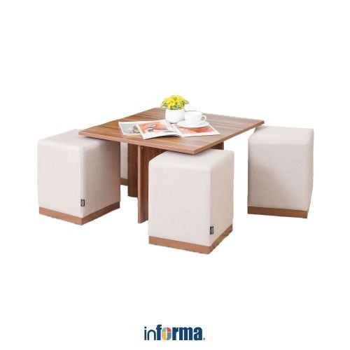 Jual Informa Set Pcs Malvin Meja Tamu Bangku Cokelat Coffee Table