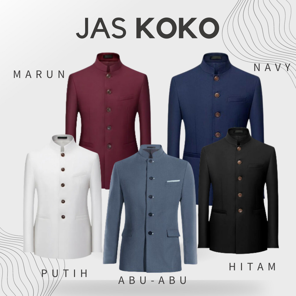 Jual Jas Koko Jasko Polos Model Jasco Mandarin Pria Warna Abu Hitam