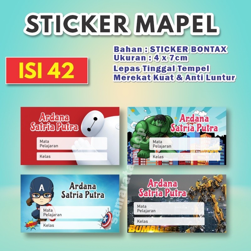 Jual Isi 42 Sticker Mata Pelajaran Sticker Mapel Buku Sticker Mapel