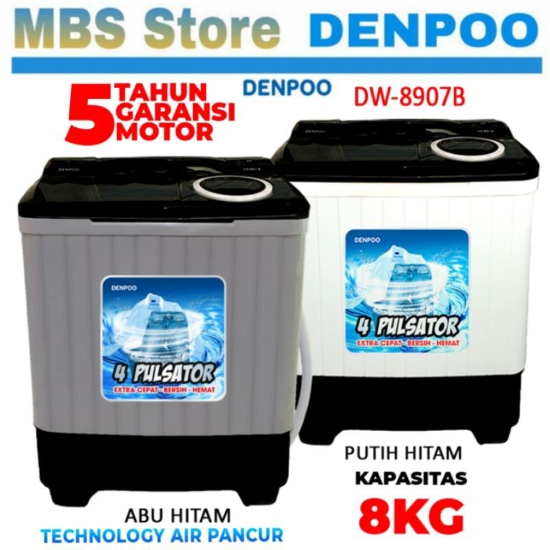 Jual Mesin Cuci Denpoo Sni Super Hemat Listrik Dw B P Hitam