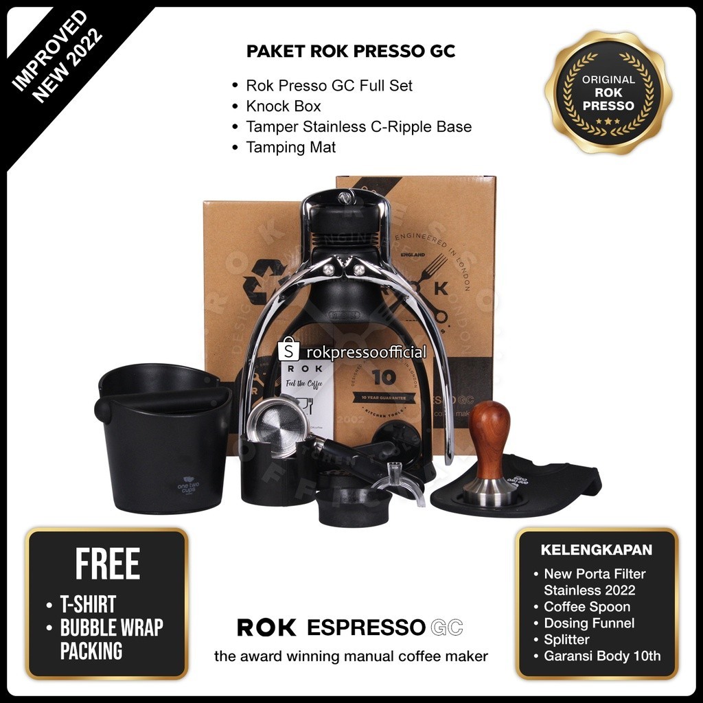 Jual Paket Hemat New Rok Presso GC 2023 Tamper Stainless Tamping