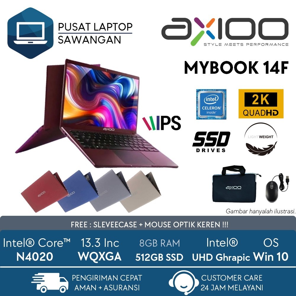 Jual LAPTOP MURAH AXIOO MYBOOK 14F INTEL N4020 8GB 512GB 13 3 WQXGA IPS