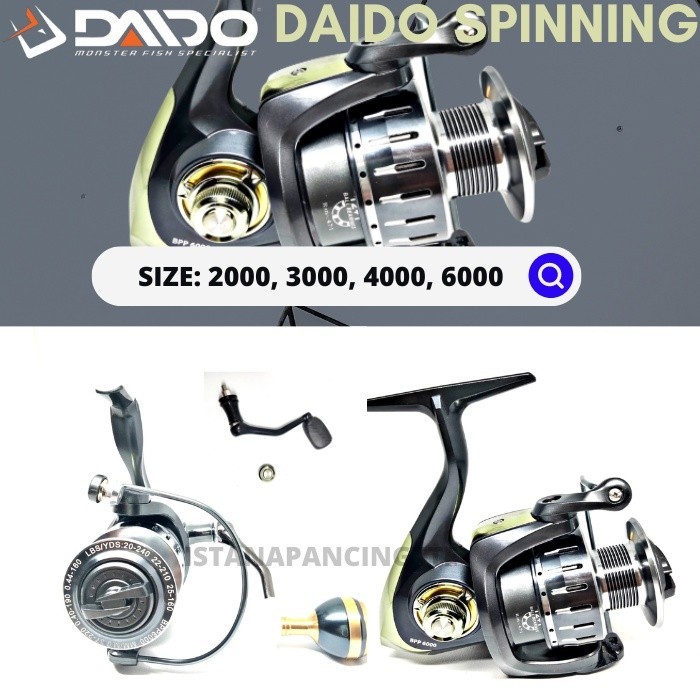 Jual REEL DAIDO DAIMOS SPINNING POWER HANDLE 3000 4000 6000 REL PUTARAN